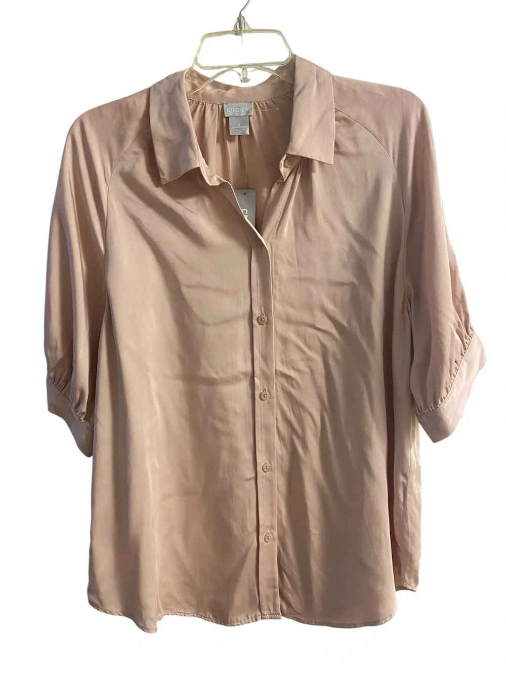 Chico's Cold Shoulder Button Front Short Sleeve Top Large NWT